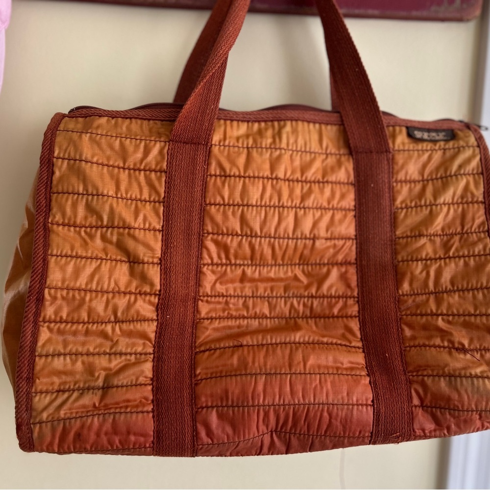 Vintage 1970s /80s Quilted Orange Tote Bag Spacesac!